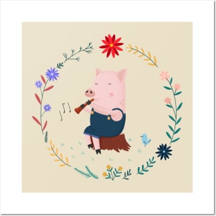 Flute Pig Posters and Art